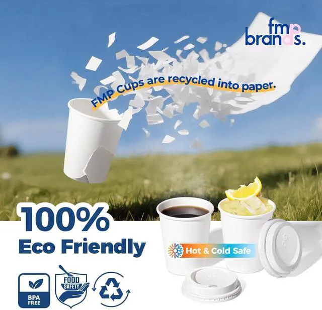 Alt view image 5 of 7 - 100 Pack 8 oz Disposable Coffee Cups with Lids, Premium Paper To Go Cups for Hot/Cold Beverages, Leak Proof Travel Cups for Cold/Hot Beverage, Office (White Lids)
