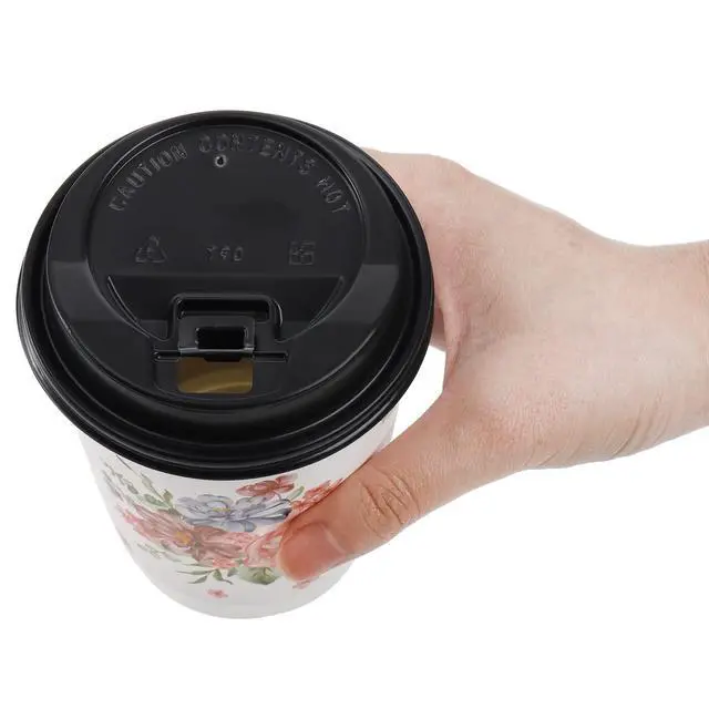 Alt view image 3 of 6 - 80 Pack Disposable Coffee Cups with 100 Lids, 12 Oz To Go Coffee Cups, Durable Insulated Hot Drink Paper Cups for Office, Wedding Reception, Iced Coffee, Floral Theme