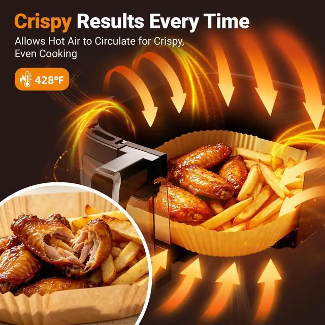 Alt view image 5 of 7 - Air Fryer Paper Liners, 125Pcs Disposable Square Liners 8 Inch, Unbleached Food Grade Parchment for 5-8 QT Basket, Non-Stick Oil-Proof for Microwave Oven & Baking