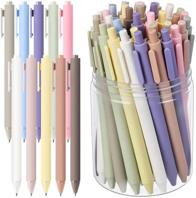 Main image of 50 Pcs Gel Pens Bulk, 0.5mm Fine Point Black Ink Pen with Assorted Colored Retractable Quick Dry Pens for Office Teacher, Journaling, Server, Classroom, Back to School Supplies (Pastel Colors)