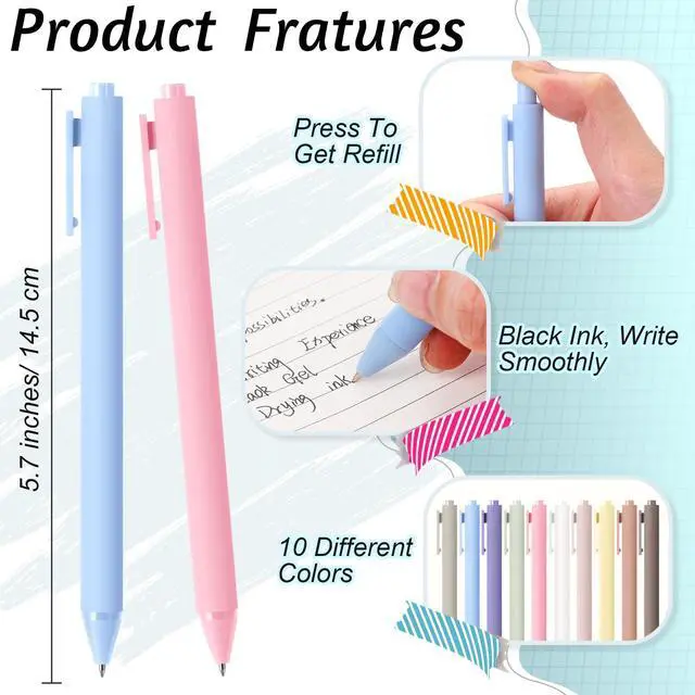 Alt view image 2 of 7 - 50 Pcs Gel Pens Bulk, 0.5mm Fine Point Black Ink Pen with Assorted Colored Retractable Quick Dry Pens for Office Teacher, Journaling, Server, Classroom, Back to School Supplies (Pastel Colors)