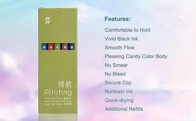 Alt view image 5 of 7 - 5 PCS Gel Pens Quick Dry Ink Pens Black Refill 0.5mm Fine Point Premium Retractable Ballpoint Gel Pens Retro Style
