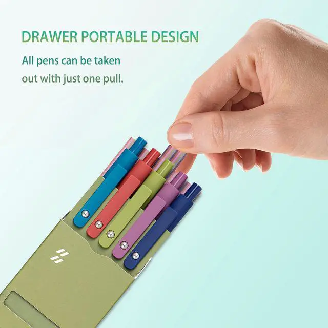 Alt view image 6 of 7 - 5 PCS Gel Pens Quick Dry Ink Pens Black Refill 0.5mm Fine Point Premium Retractable Ballpoint Gel Pens Retro Style