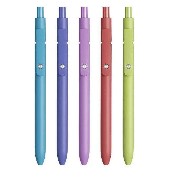 Alt view image 7 of 7 - 5 PCS Gel Pens Quick Dry Ink Pens Black Refill 0.5mm Fine Point Premium Retractable Ballpoint Gel Pens Retro Style