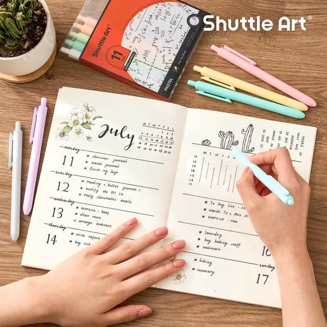 Alt view image 5 of 7 - Retractable Pastel Gel Ink Pens, 11 Pack Black Ink Pens, Cute Pens 0.5mm Fine Point for Writing Journaling Taking Notes School Office Home