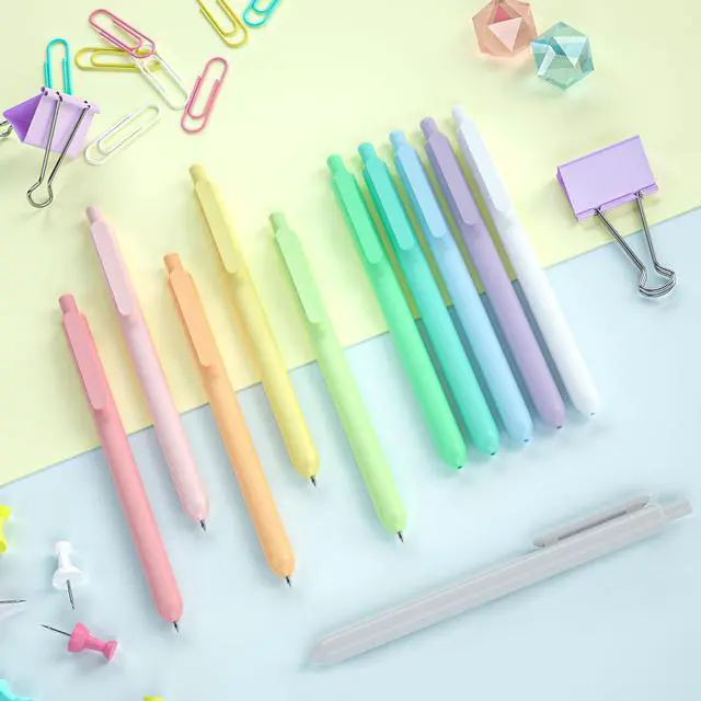 Alt view image 7 of 7 - Retractable Pastel Gel Ink Pens, 11 Pack Black Ink Pens, Cute Pens 0.5mm Fine Point for Writing Journaling Taking Notes School Office Home