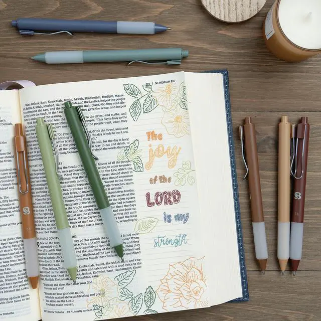 Alt view image 3 of 7 - Gel Pens - Earthy, Matte Finish, Smooth Writing, No Bleed - For Journaling, Bible Notes, Drawing - Cute School Supplies, 8 Pack