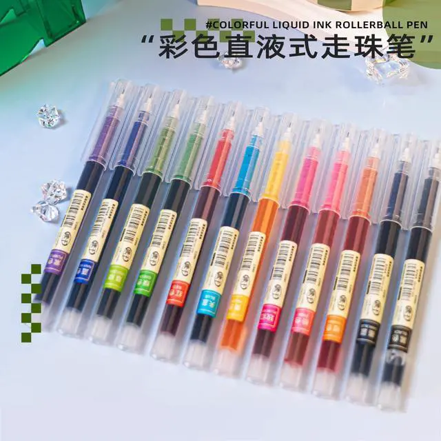 Alt view image 5 of 6 - 12 Colour Quick Dry Gel Pens, 0.5mm Fine Point Comfort Grip Gel Ink Pens Multi Colour Ink Aesthetic Journal Pen for Students Girls Boys Adults Writing Drawing School Office Supplies
