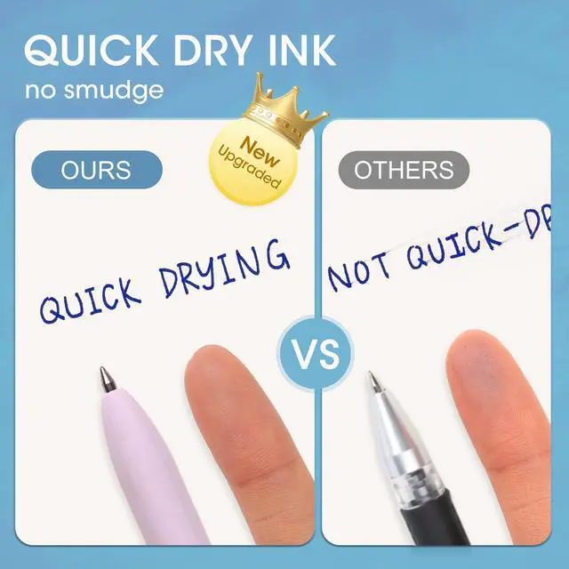 Alt view image 4 of 7 - Gel Pens Fine Point: Retractable 0.5mm Blue Ink Silent Click Extra Fine No Smear Smudge Smooth Writing Pen 8ct Bullet Tip Non Bleed for Journaling