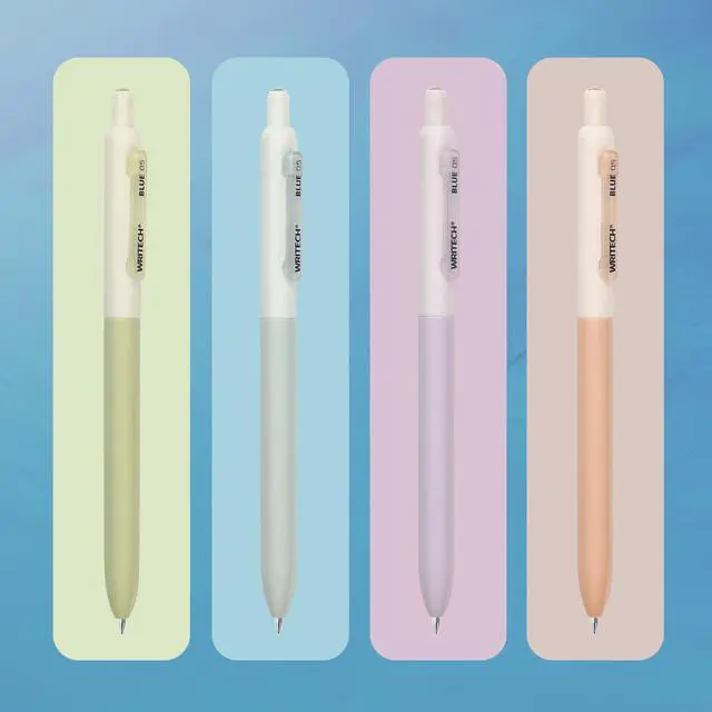 Alt view image 5 of 7 - Gel Pens Fine Point: Retractable 0.5mm Blue Ink Silent Click Extra Fine No Smear Smudge Smooth Writing Pen 8ct Bullet Tip Non Bleed for Journaling