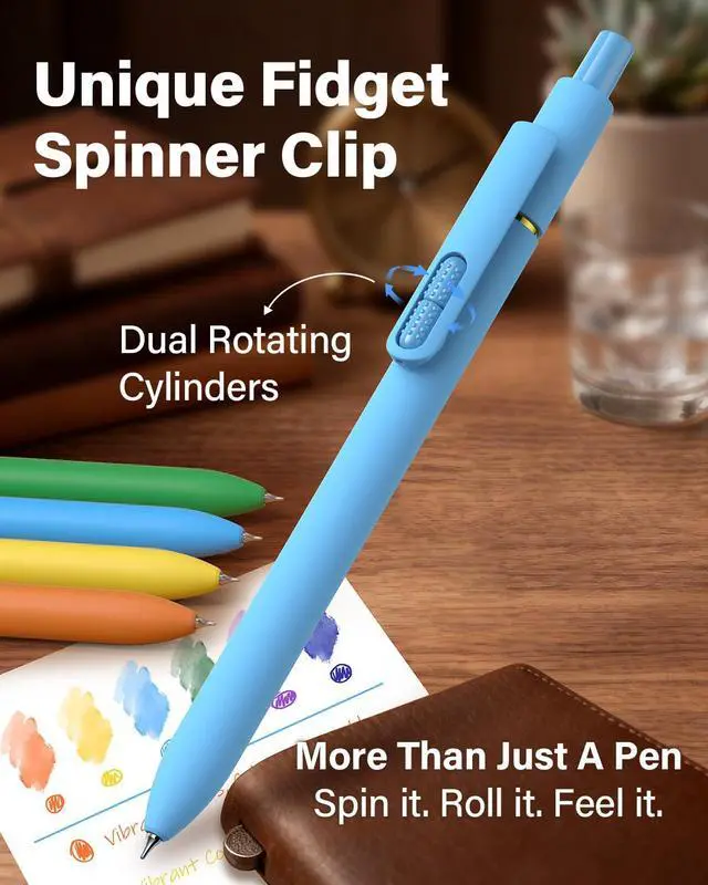 Alt view image 2 of 7 - 0.5mm Colored Gel Pens, 8 Pack, Fidget Function
