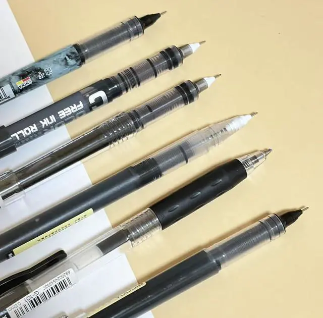 Alt view image 3 of 6 - 6PCS Black Ink Gel Pens Set, 0.5mm Bullet Nib ST Nibs Fine Point Quick-dry Journaling Gel Ink Pens for Office School, Note Taking(Black)