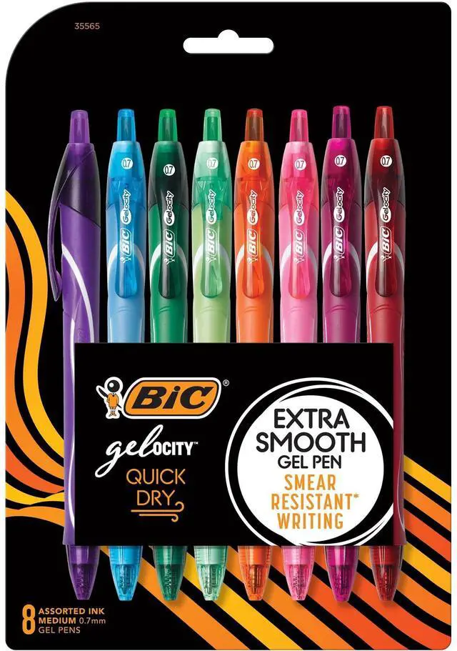 Main image of Gelocity Quick Dry Assorted Colors Gel Pens, Medium Point (0.7 mm), School Supplies for Color-Coding Notes, with Full Grip, 8-Count Pack in Assorted Colors