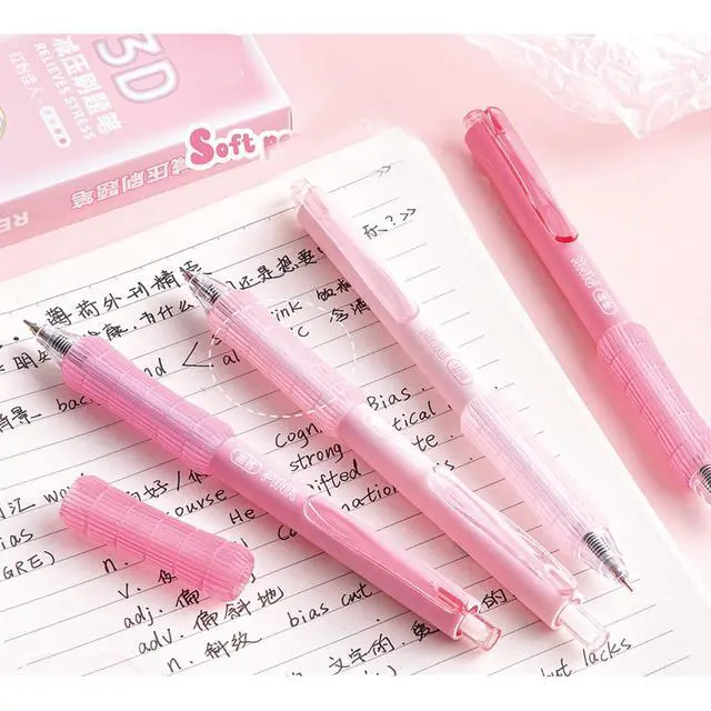 Alt view image 4 of 6 - 4 Pcs Gel Ink Pens Cute Retractable Pens Pink Pen 0.5mm Black Ink Pen Writing Pens Office School Supplies Kawaii Pens for Girls Women Boys Men (Pink)