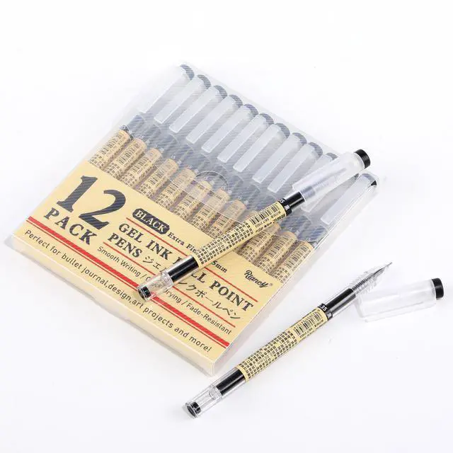 Alt view image 7 of 7 - Japanese Style Black Gel Ink Pens, 0.35mm Extra Fine Point, No Smudge Quick Drying, Japanese Ink Pen for Journal Planners, Thin Notebook Paper, Office School Supplies, 12 Pack, Writing Drawing