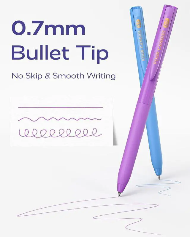 Alt view image 3 of 7 - Quick Dry Ink Colored Pens Set, 12 Colors Retractable Gel Pens, 0.7mm Fine Point Colorful Pen for Note Taking & Drawing, Colored Gel Pen with Comfort Grip for Office, School & Home