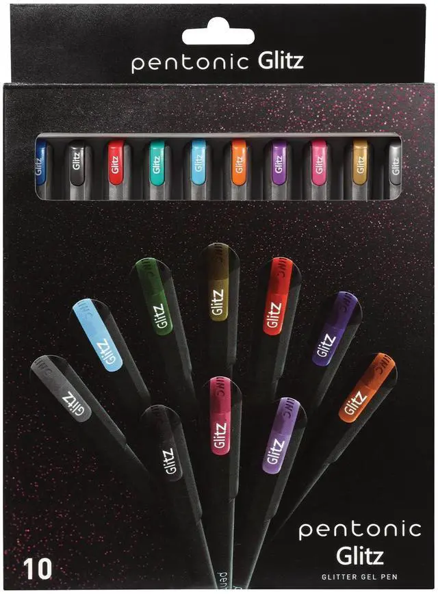 Main image of Glitter Gel Pens, 10 Count, 10 Assorted Colors, 1.0 mm Bold Point, Smooth Writing For Journaling, Notetaking & Art Projects (1002365)