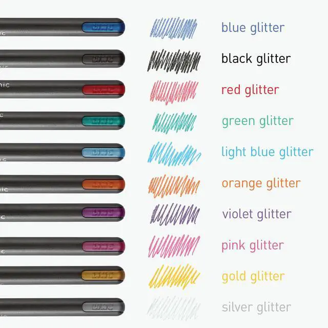Alt view image 4 of 7 - Glitter Gel Pens, 10 Count, 10 Assorted Colors, 1.0 mm Bold Point, Smooth Writing For Journaling, Notetaking & Art Projects (1002365)