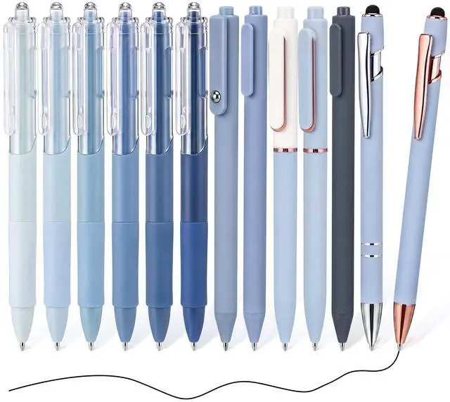 Main image of 13 Pack 0.5mm Black Ink Gel Pens 1.0mm Ballpoint Pen Retractable Fine Point Neutral Pens Bulk Quick Dry Smooth Writing for Back to School Office Supplies Note Taking Meeting(Blue)