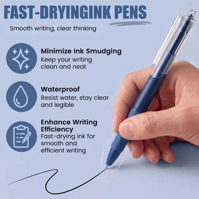 Alt view image 5 of 7 - 13 Pack 0.5mm Black Ink Gel Pens 1.0mm Ballpoint Pen Retractable Fine Point Neutral Pens Bulk Quick Dry Smooth Writing for Back to School Office Supplies Note Taking Meeting(Blue)