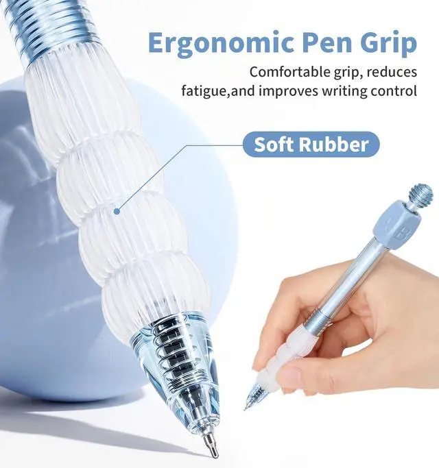 Alt view image 3 of 7 - 9 PACK Gel Pens, 0.5mm Black Ink Fidget Pen, Fine Point Smooth Writing Pen, Quick Drying Journaling Pens, Creative ABCD Roller Ball Pens for Office, Note Taking, School Supplies, Nurse Aesthetic
