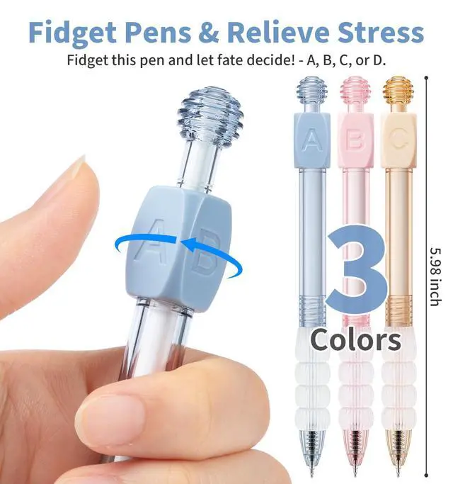 Alt view image 2 of 7 - 9 PACK Gel Pens, 0.5mm Black Ink Fidget Pen, Fine Point Smooth Writing Pen, Quick Drying Journaling Pens, Creative ABCD Roller Ball Pens for Office, Note Taking, School Supplies, Nurse Aesthetic