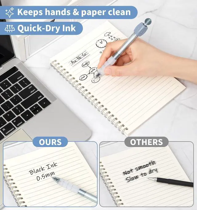 Alt view image 5 of 7 - 9 PACK Gel Pens, 0.5mm Black Ink Fidget Pen, Fine Point Smooth Writing Pen, Quick Drying Journaling Pens, Creative ABCD Roller Ball Pens for Office, Note Taking, School Supplies, Nurse Aesthetic