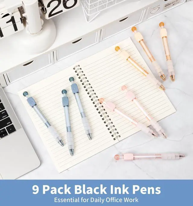Alt view image 7 of 7 - 9 PACK Gel Pens, 0.5mm Black Ink Fidget Pen, Fine Point Smooth Writing Pen, Quick Drying Journaling Pens, Creative ABCD Roller Ball Pens for Office, Note Taking, School Supplies, Nurse Aesthetic