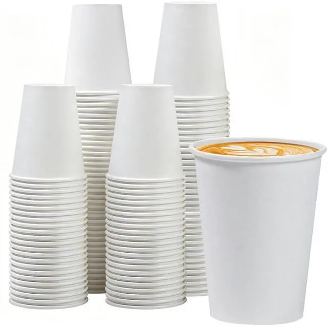Main image of 100 Pack 12 oz Paper Cups, Disposable Coffee Cups, Paper Coffee Cups 12oz, Hot/Cold Beverage Drinking Cups