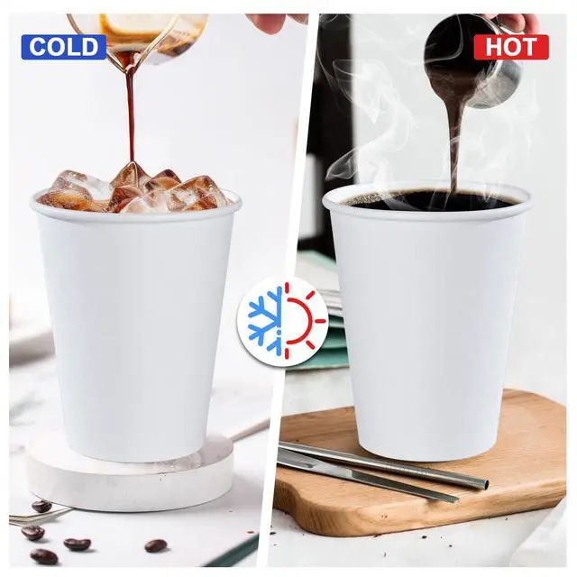 Alt view image 3 of 6 - 100 Pack 12 oz Paper Cups, Disposable Coffee Cups, Paper Coffee Cups 12oz, Hot/Cold Beverage Drinking Cups