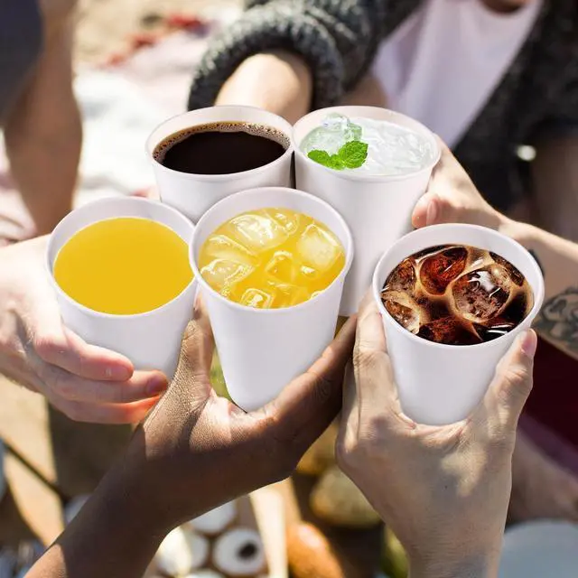 Alt view image 5 of 6 - 100 Pack 12 oz Paper Cups, Disposable Coffee Cups, Paper Coffee Cups 12oz, Hot/Cold Beverage Drinking Cups