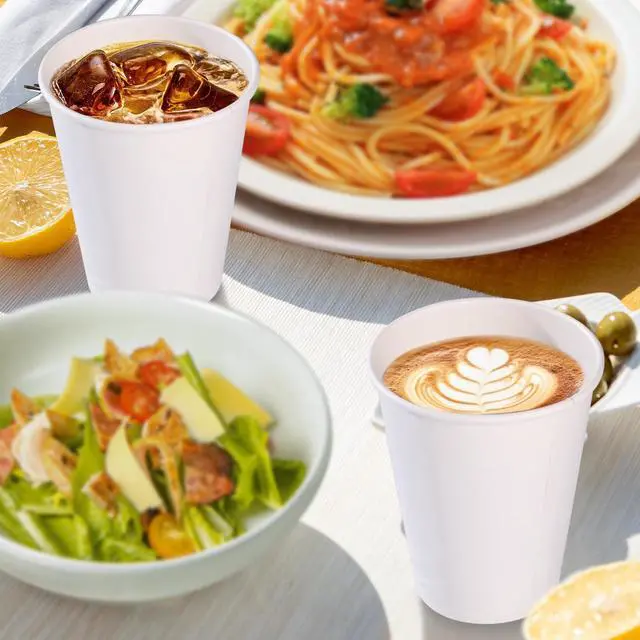 Alt view image 6 of 6 - 100 Pack 12 oz Paper Cups, Disposable Coffee Cups, Paper Coffee Cups 12oz, Hot/Cold Beverage Drinking Cups