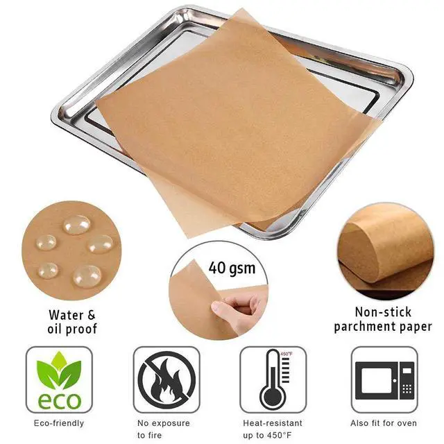 Alt view image 5 of 7 - 200 Parchment Paper Sheets - No Curl, Tear, or Burn (9 x 13 Inch) - Precut Baking Paper, Unbleached, No Chemical, Cookie Sheets
