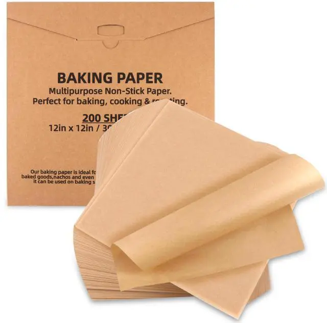 Main image of 200 Pcs 12x12 Inch Parchment Paper Sheets, Precut Unbleached Baking Paper, Non-Stick & Greaseproof Square Liners for Pizza Pan, Tortilla Press, Baking - Natural Brown