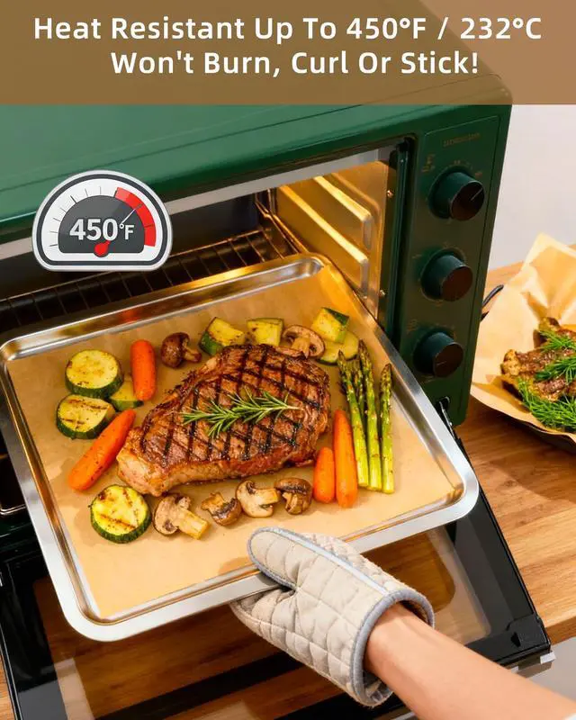 Alt view image 6 of 7 - 220 Count Precut Parchment Paper Baking Sheets, 9 x 13 Inch Non-Stick Unbleached Heat Resistant Half Sheet Pan Liners for Baking, Oven, Air Fryer, Grilling & Steaming