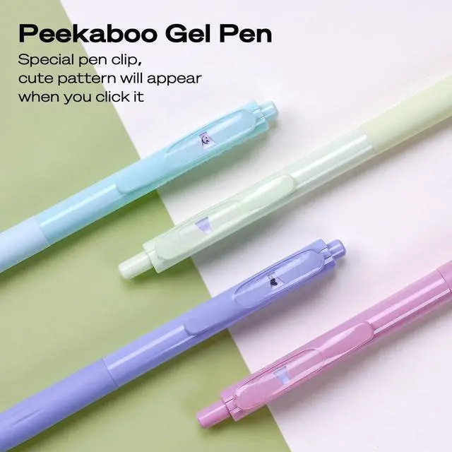 Alt view image 2 of 7 - Gel Pens Fine Point: Retractable Black Ink Pen Smooth Writing 8ct 0.7mm Medium Point Tip for Journaling Note Taking No Bleed & Smear & Smudge Vivid Color Barrel Silent Click Peekaboo Set