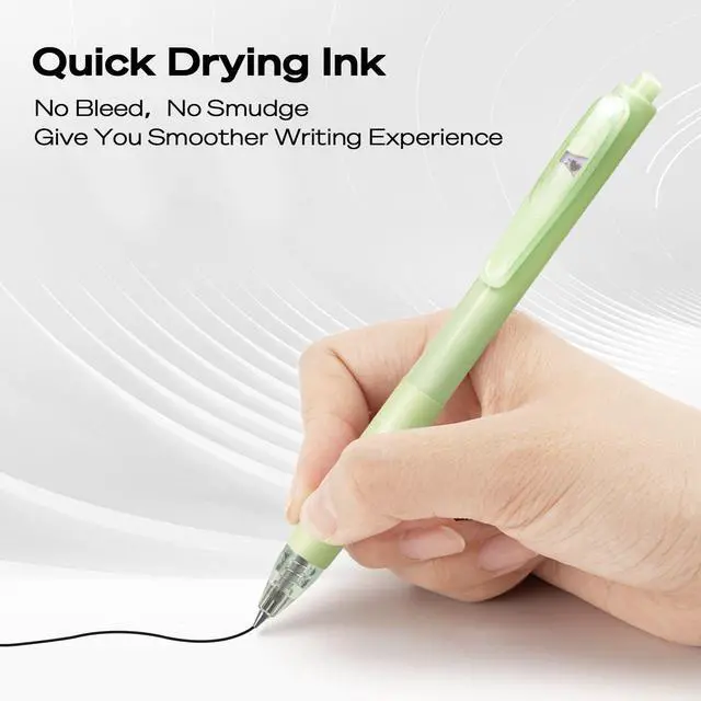 Alt view image 5 of 7 - Gel Pens Fine Point: Retractable Black Ink Pen Smooth Writing 8ct 0.7mm Medium Point Tip for Journaling Note Taking No Bleed & Smear & Smudge Vivid Color Barrel Silent Click Peekaboo Set