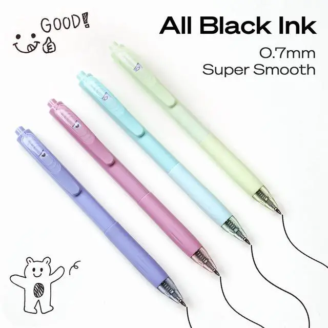 Alt view image 4 of 7 - Gel Pens Fine Point: Retractable Black Ink Pen Smooth Writing 8ct 0.7mm Medium Point Tip for Journaling Note Taking No Bleed & Smear & Smudge Vivid Color Barrel Silent Click Peekaboo Set