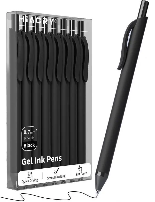 Main image of 8 Pcs Retractable Gel Pens, 0.7mm Fine Point Black Ink Writing Pens