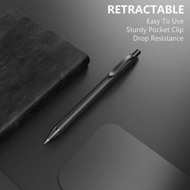 Alt view image 7 of 7 - 8 Pcs Retractable Gel Pens, 0.7mm Fine Point Black Ink Writing Pens