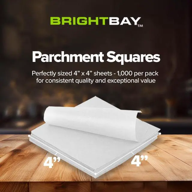 Alt view image 2 of 7 - 4x4 Inch Parchment Paper Squares - White (1000 Sheets), Precut, Naturally Unbleached, Non-stick Single Serving Size for Baking, Cooking, Air Frying, and More