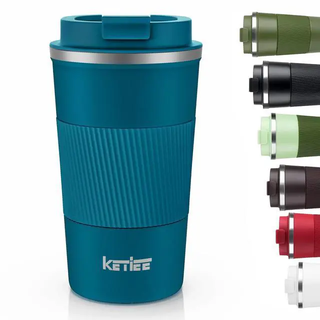 Main image of Travel Coffee Mug 12oz: Insulated Coffee Cup with Leakproof Lid, Coffee Tumbler, Vacuum Stainless Steel Reusable Coffee Cups, Coffee Mug to Go for Hot/Iced Water (Blue)
