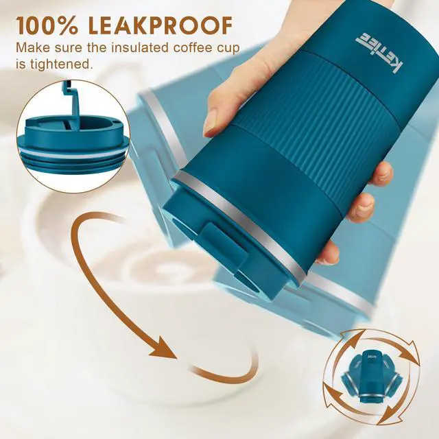 Alt view image 4 of 7 - Travel Coffee Mug 12oz: Insulated Coffee Cup with Leakproof Lid, Coffee Tumbler, Vacuum Stainless Steel Reusable Coffee Cups, Coffee Mug to Go for Hot/Iced Water (Blue)