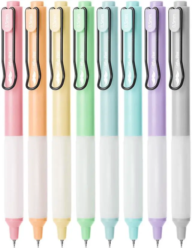 Main image of Retractable Gel Pens, 8 Pack, Black Ink, Pastel Barrels