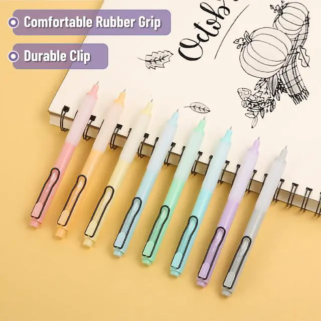 Alt view image 4 of 7 - Retractable Gel Pens, 8 Pack, Black Ink, Pastel Barrels