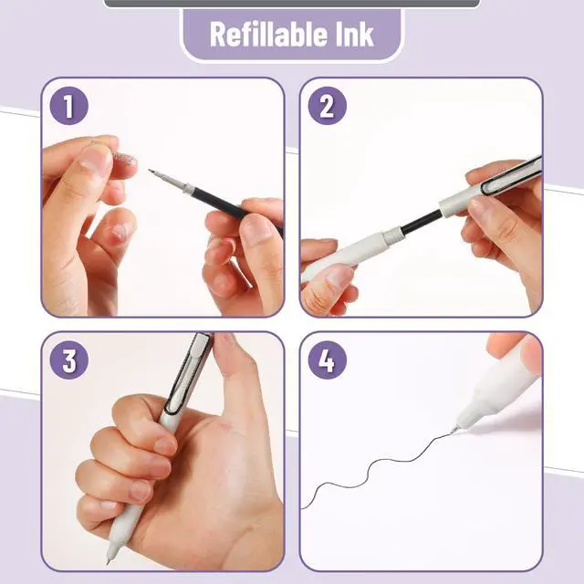 Alt view image 5 of 7 - Retractable Gel Pens, 8 Pack, Black Ink, Pastel Barrels