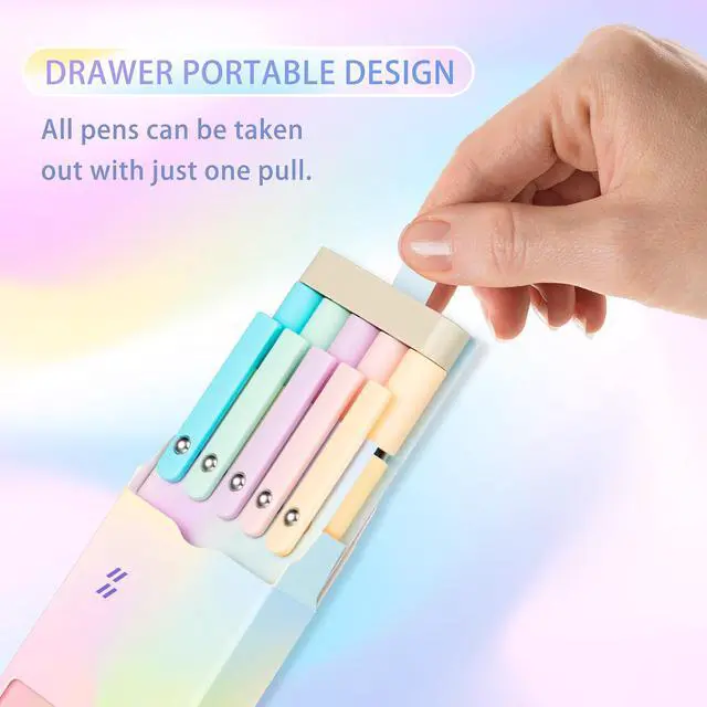 Alt view image 4 of 7 - 5PCS Retractable Gel Pens Set, Quick Dry Black Ink Fine Point Soft Touch Roller Ball Gel Ink Pen for Smooth Writing (Aurora Color)