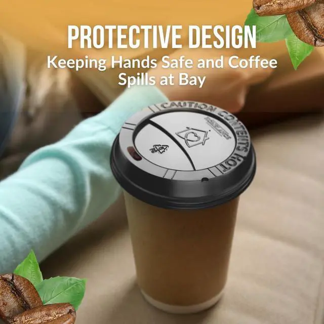 Alt view image 4 of 6 - Pack Of 100, Black Disposable Coffee Cup Lids, Coffee Lids 10 oz 12 oz 16 oz 20 oz, Leak-Proof Plastic Coffee Lid, Heat-Resistant & Strong Hot Cup Lids For Everyday Convenience