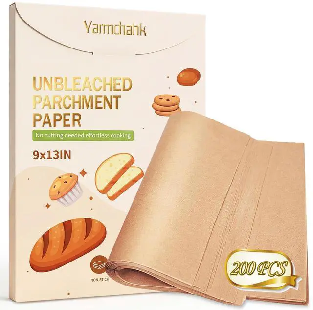 Main image of 200pcs Unbleached Parchment Paper Sheets, 9x13In Precut Cooking Paper Liners for Baking Sheets, Air Fryer, Microwave, Grilling, Oven, Non-Stick,Non-Toxic, Oil Proof, Food Grade
