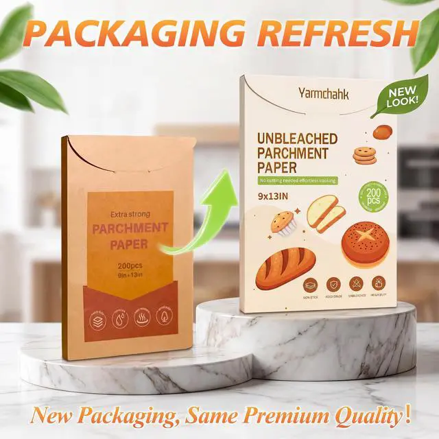 Alt view image 2 of 7 - 200pcs Unbleached Parchment Paper Sheets, 9x13In Precut Cooking Paper Liners for Baking Sheets, Air Fryer, Microwave, Grilling, Oven, Non-Stick,Non-Toxic, Oil Proof, Food Grade